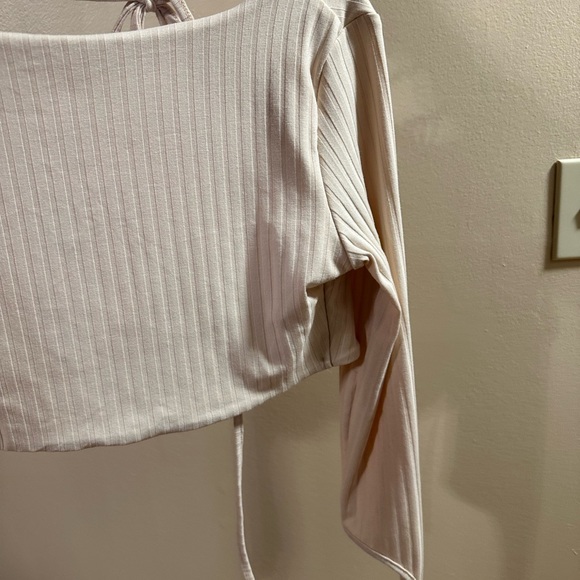 White fox lace up long sleeve shirt - Picture 6 of 7